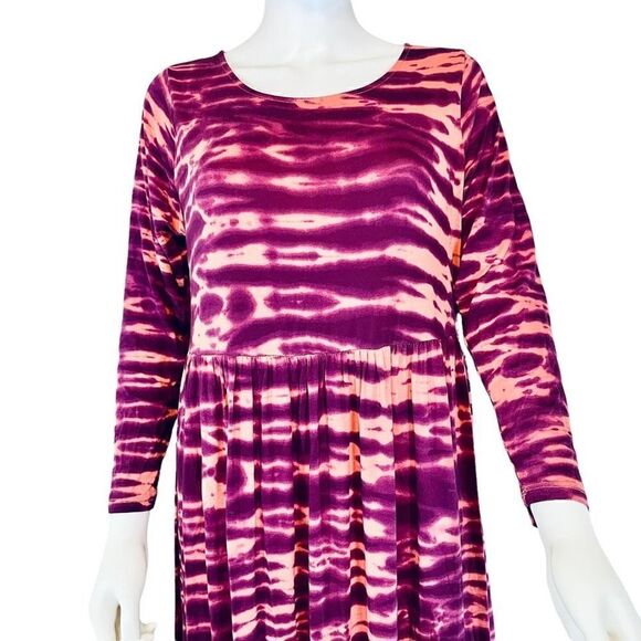 Terra & Sky Tie Dye Ripple Long Sleeve Maxi Dress - Picture 2 of 10